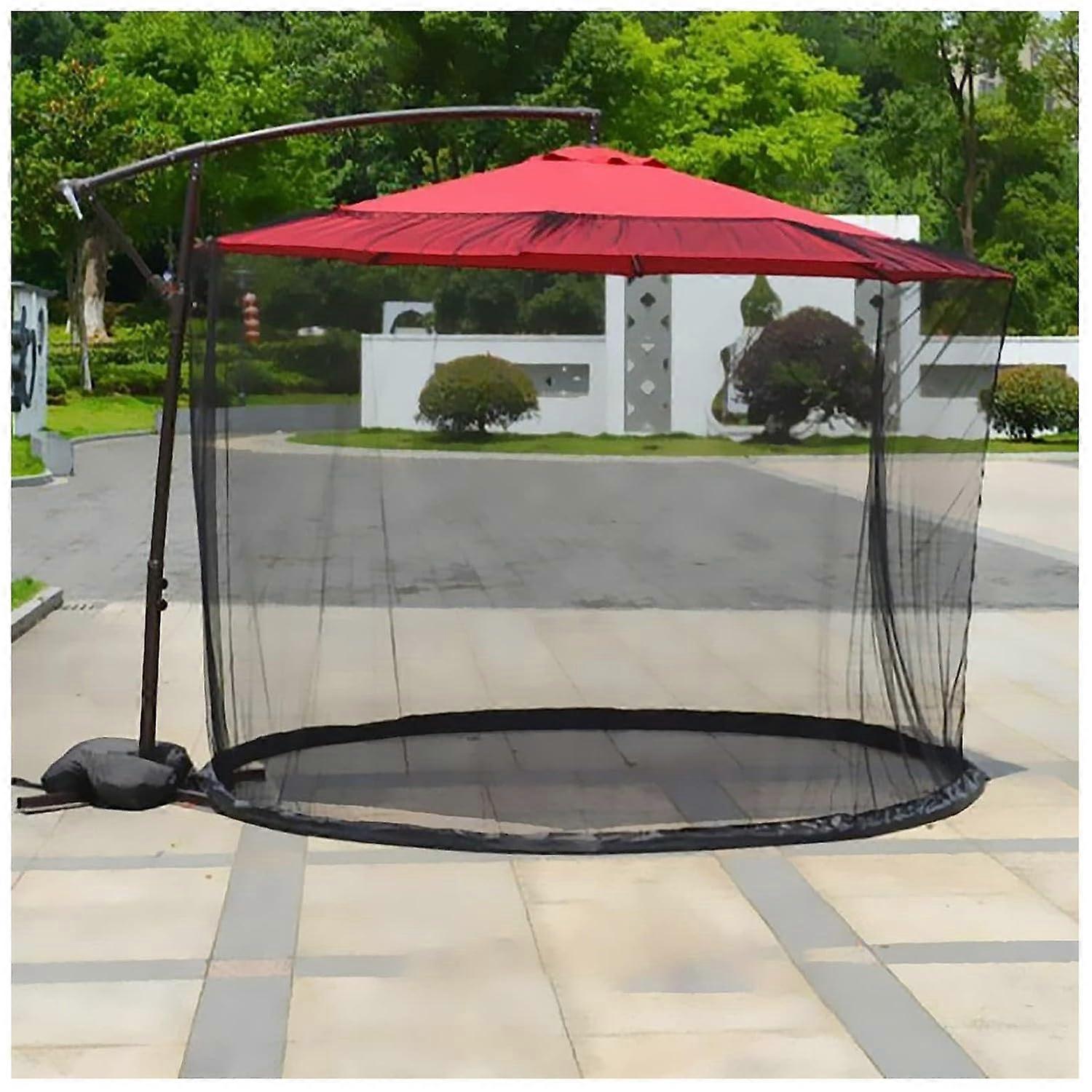 Patio Umbrella Mosquito Net Waterproof Bug Screen with Adjustable Closure for Garden and Camping