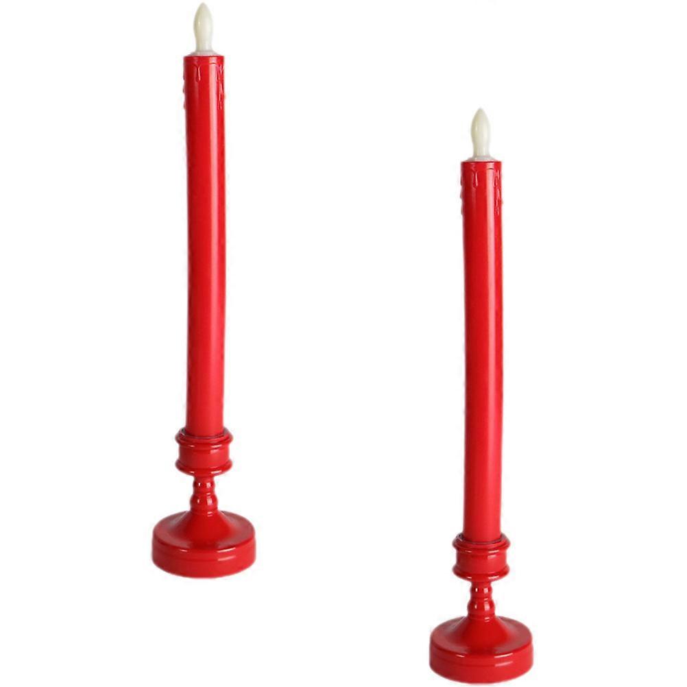 Remote Controlled Red Flameless Candle Lights for Home 2Pcs LED Set