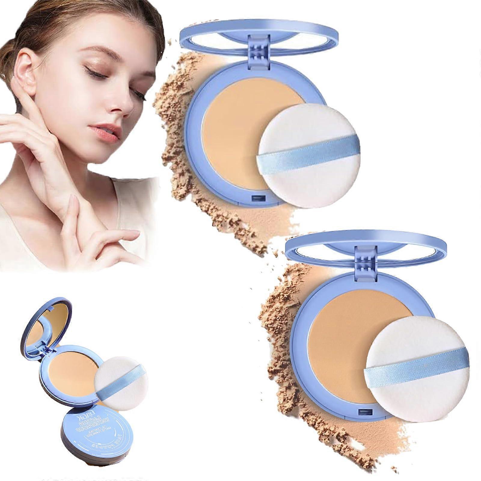 Matte Setting Powder Waterproof Longlasting Oil Control Wet Dry Pressed Compact (#02+#03)