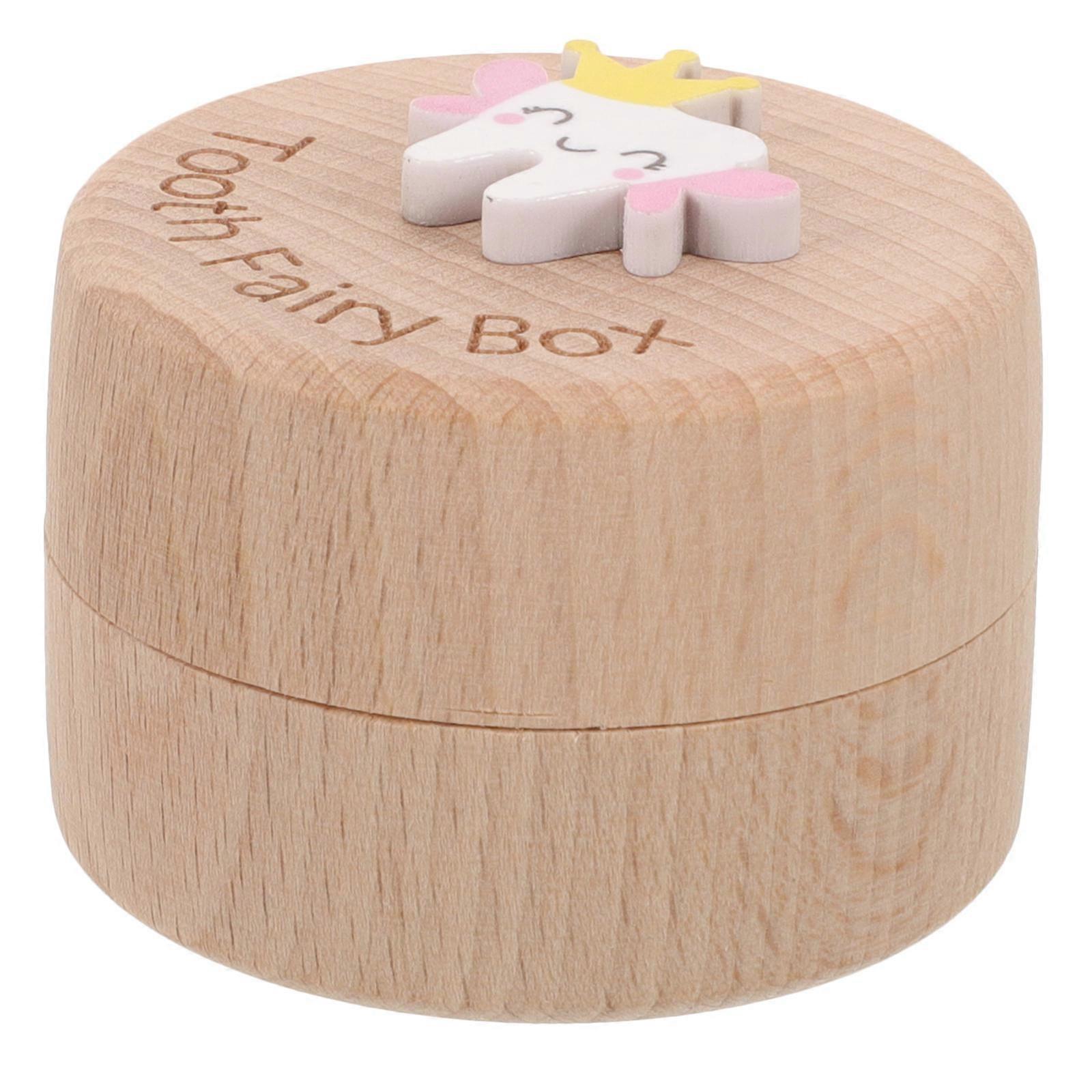 Baby Tooth Keepsake Box for Storage with Wooden Lost Tooth Container