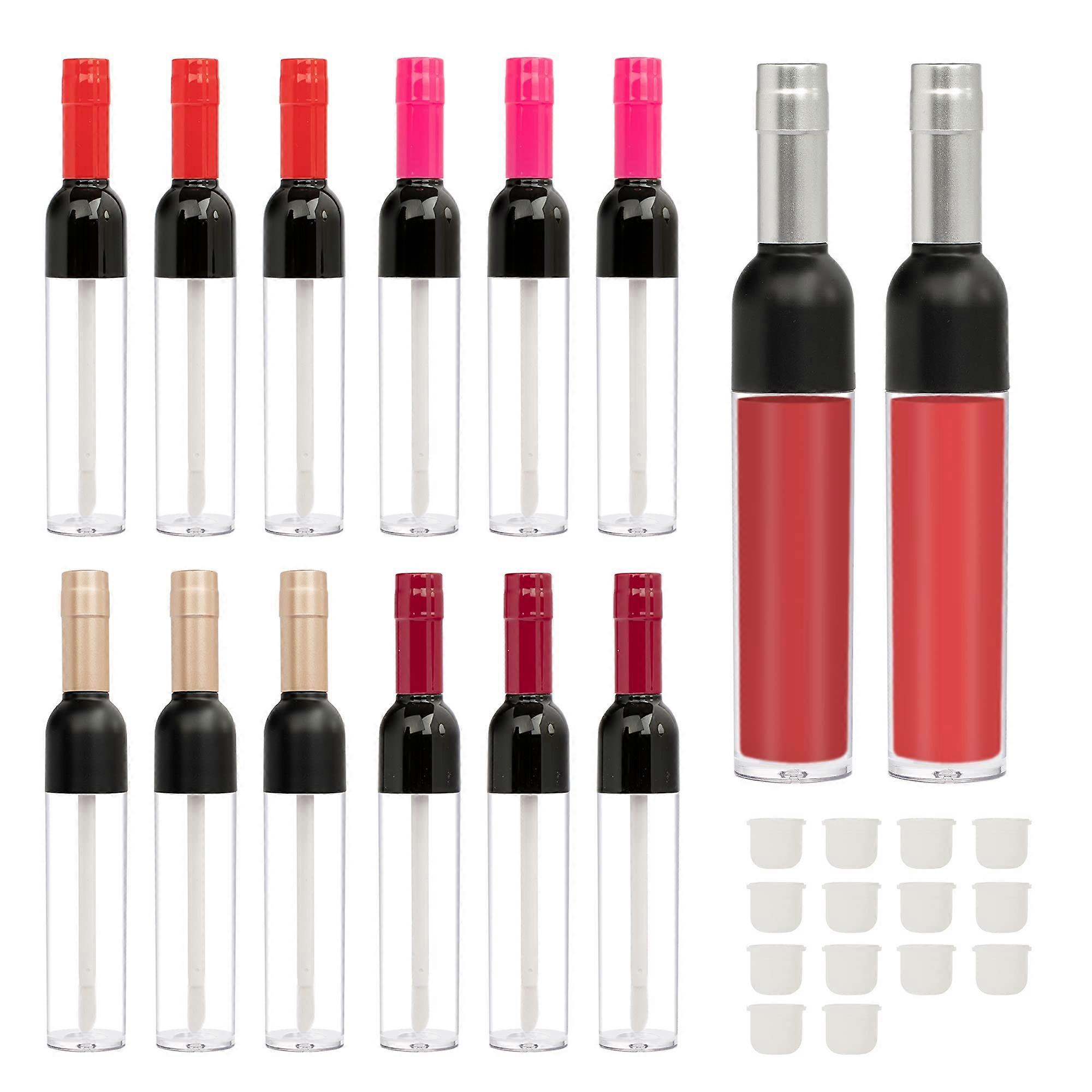 15pcs 5ml Empty Wine Bottle Shaped Lip Gloss Tubes, Refillable LeakResistant DIY Containers