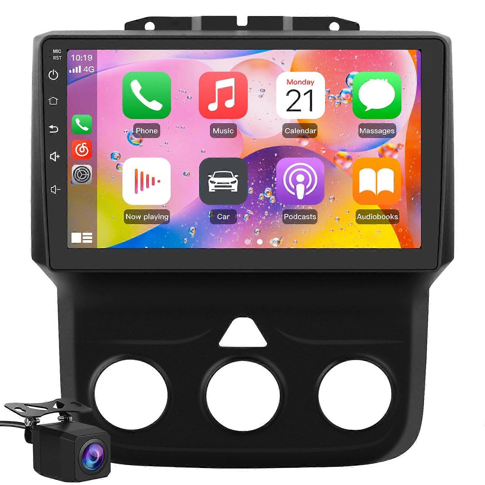 Android 13 Car Stereo Compatible with Dodge Ram 1500 2500 3500 2013-2018, 9 Inch Touch Screen Radio with Wireless CarPlay GPS Navigation for Manual AC