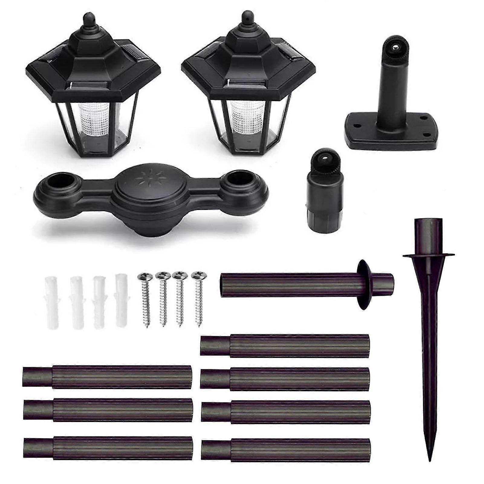 Retro Double Head Hexagonal Solar Lamp Waterproof Decorative Lights for Backyard Parks