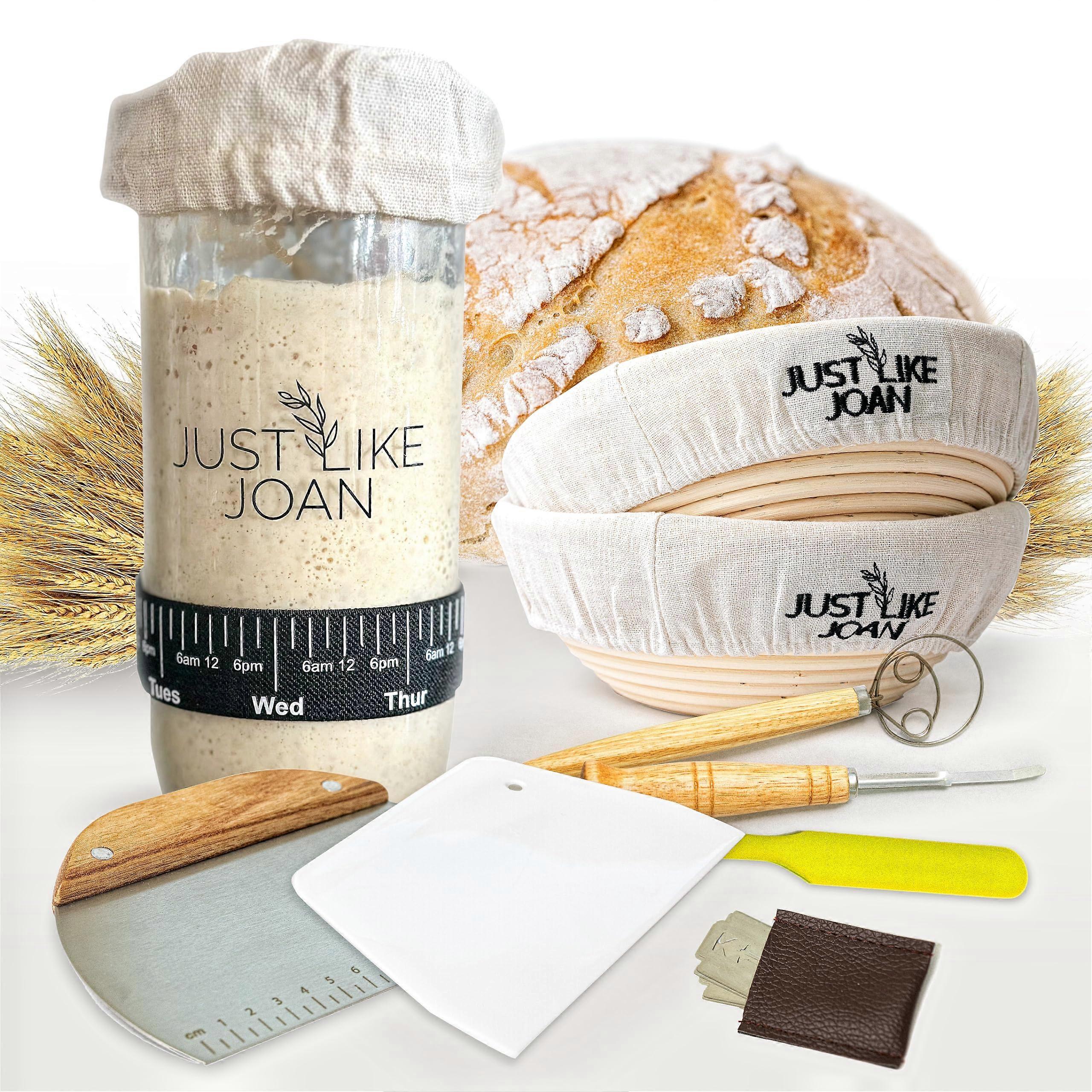 Sourdough Starter Kit with Banneton Basket, Complete Artisan Bread Baking Tools Set