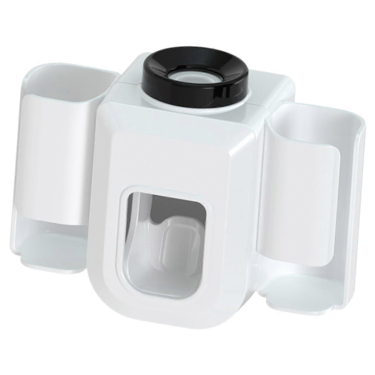 Wall Mounted Toothbrush Holder with Automatic Toothpaste Dispenser, QuickDrain Bathroom Organizer