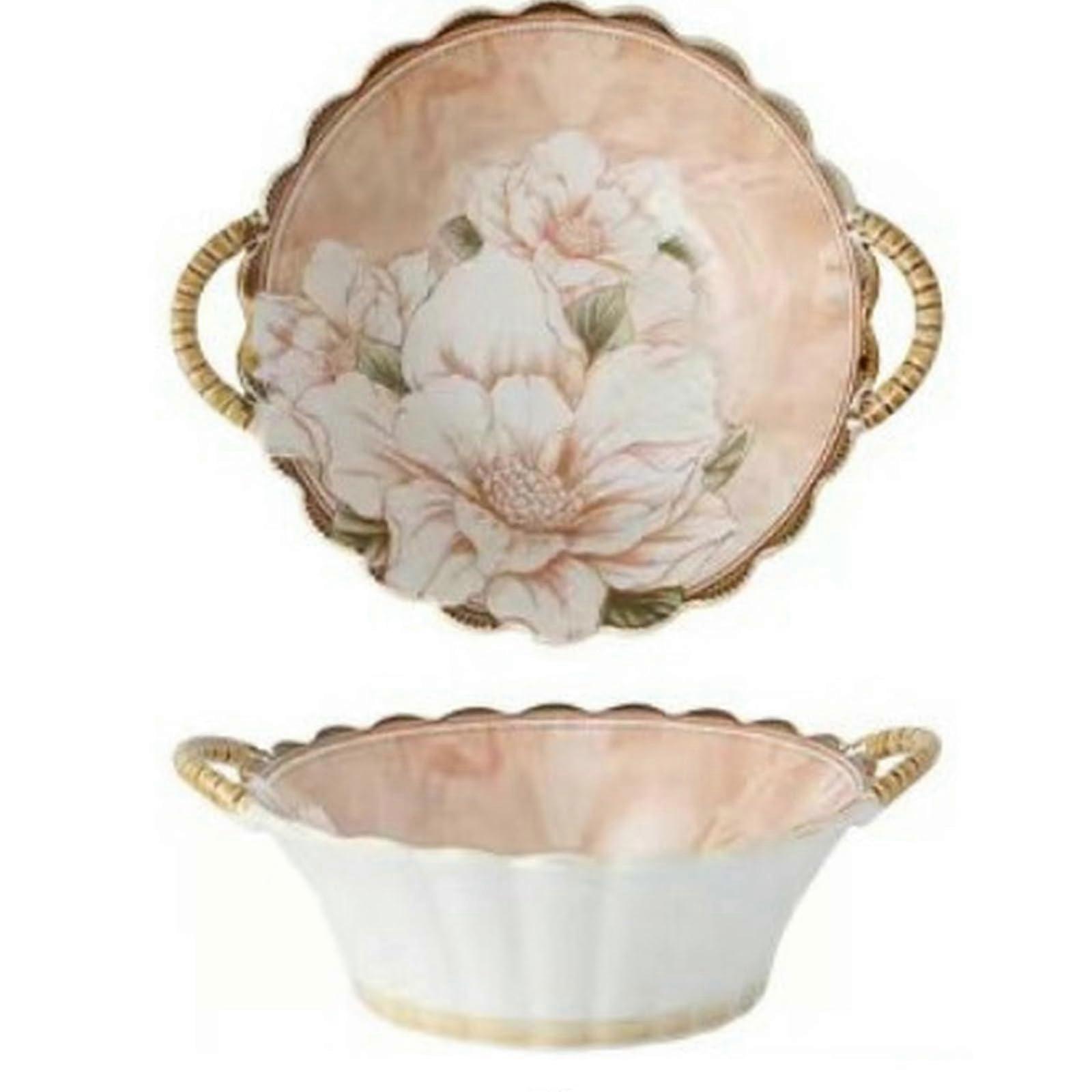 7.5 Inch Ceramic Serving Bowl with Ear Handles, Microwave Dishwasher Safe, Temperature Resistant