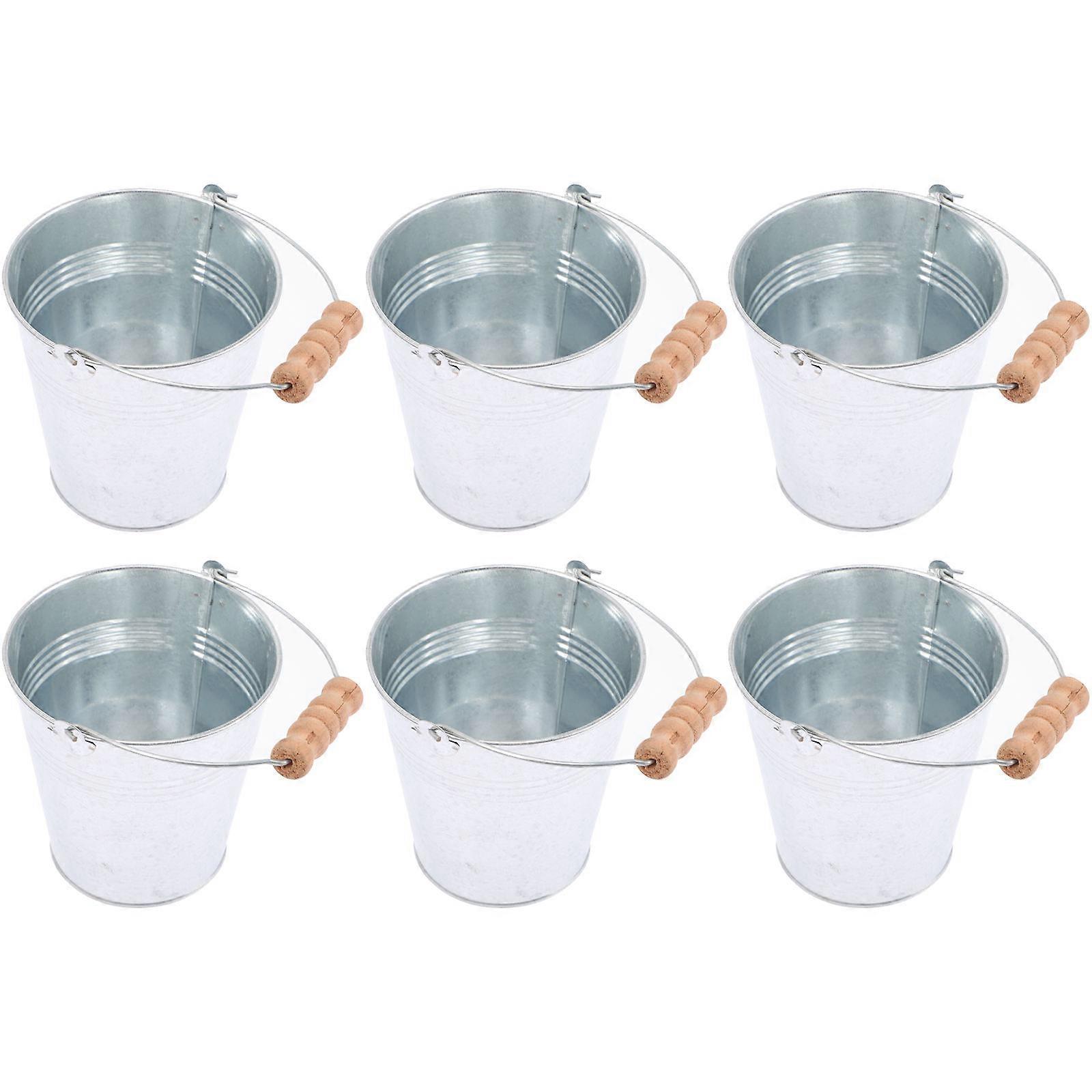Tinplate Bucket Snack Container for Storage Use 6Pcs Iron Material