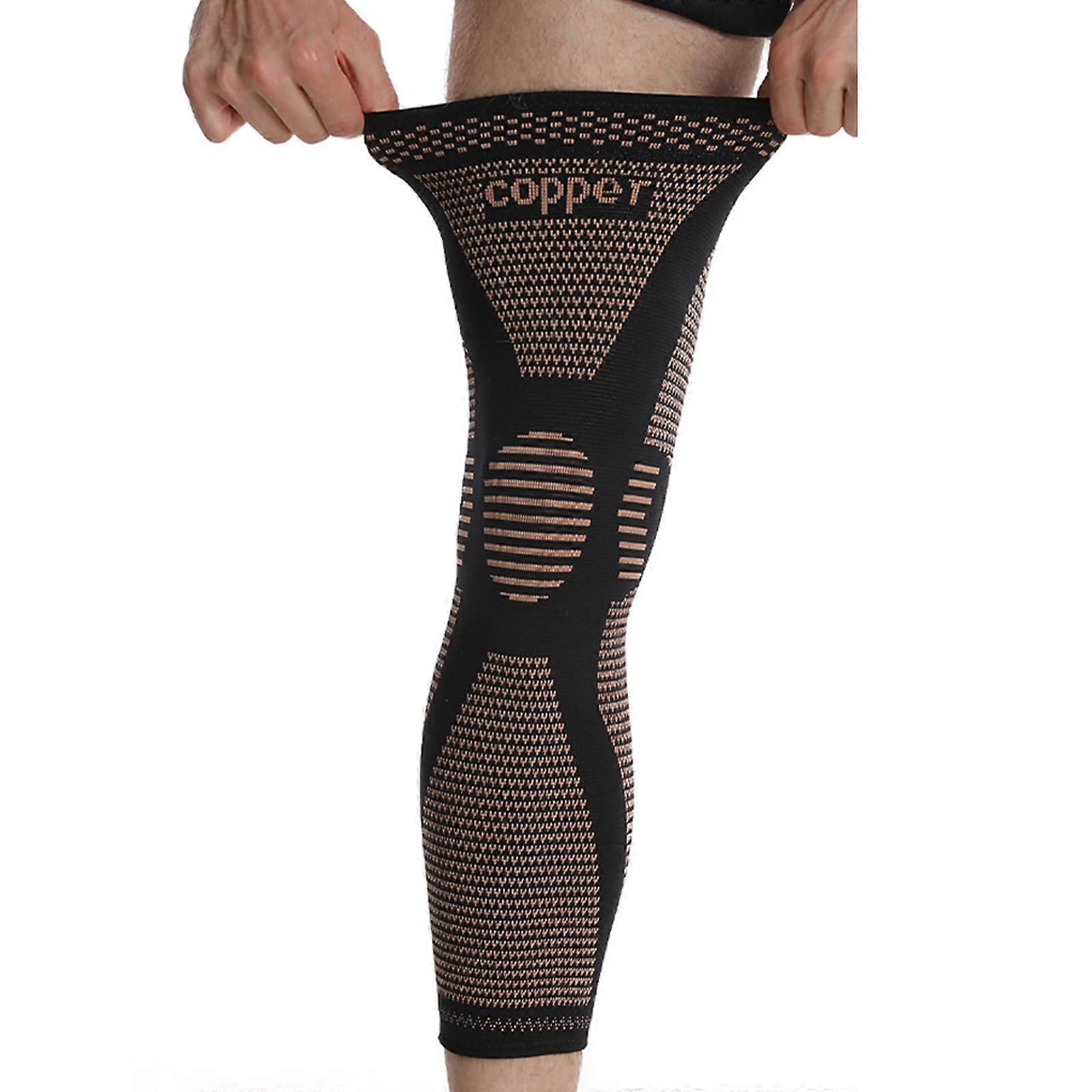 Long Knee Brace for Running and Weightlifting, Breathable Full Leg Compression Support