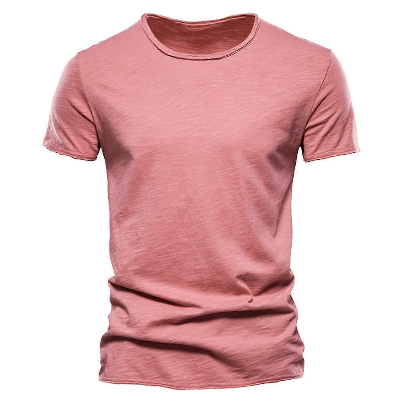 Men's Red Cotton Short Sleeve TShirt, Comfortable Fit, Fashionable Casual Summer , Size L
