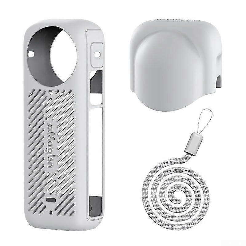 Silicone Case grey Shockproof AntiScratch Protective Cover with Drop Protection Grip for Insta360 X4