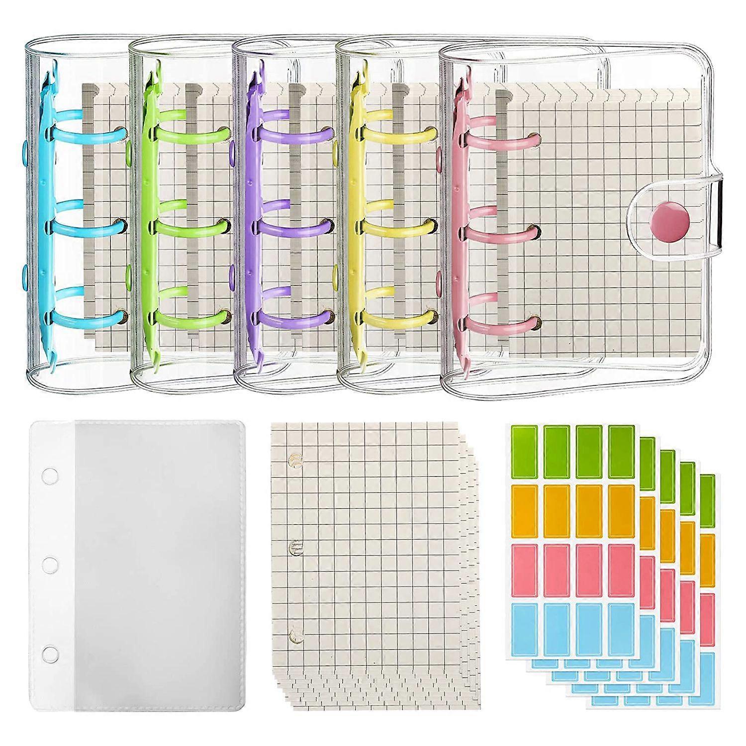 5 Pack Mini Transparent 3 Ring Binder Cover