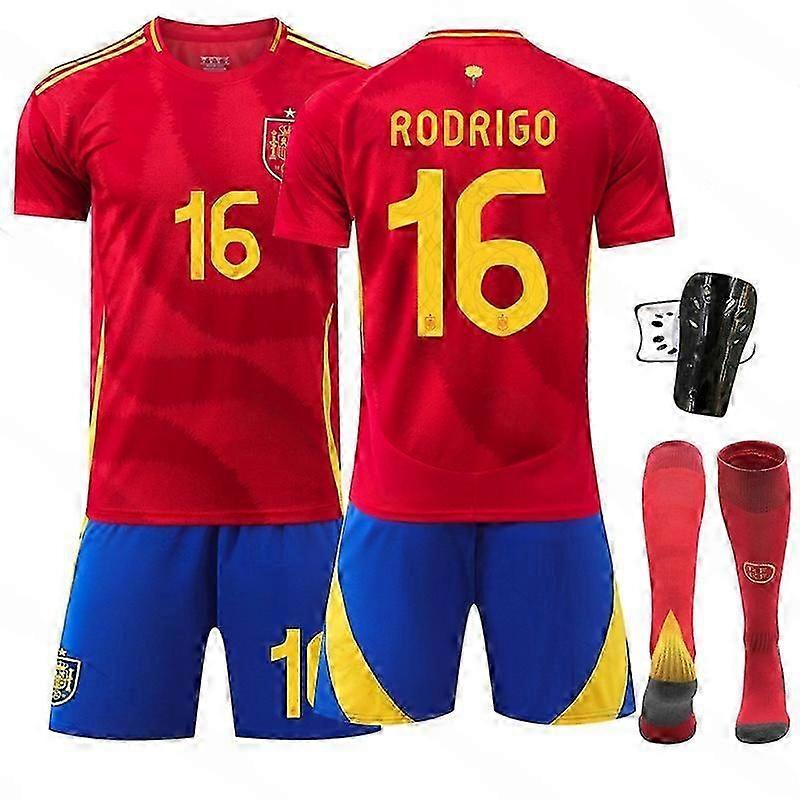 Ensemble de tenue de football - Maillot rouge style équipe, short, chaussettes et protections, modèle n° 16