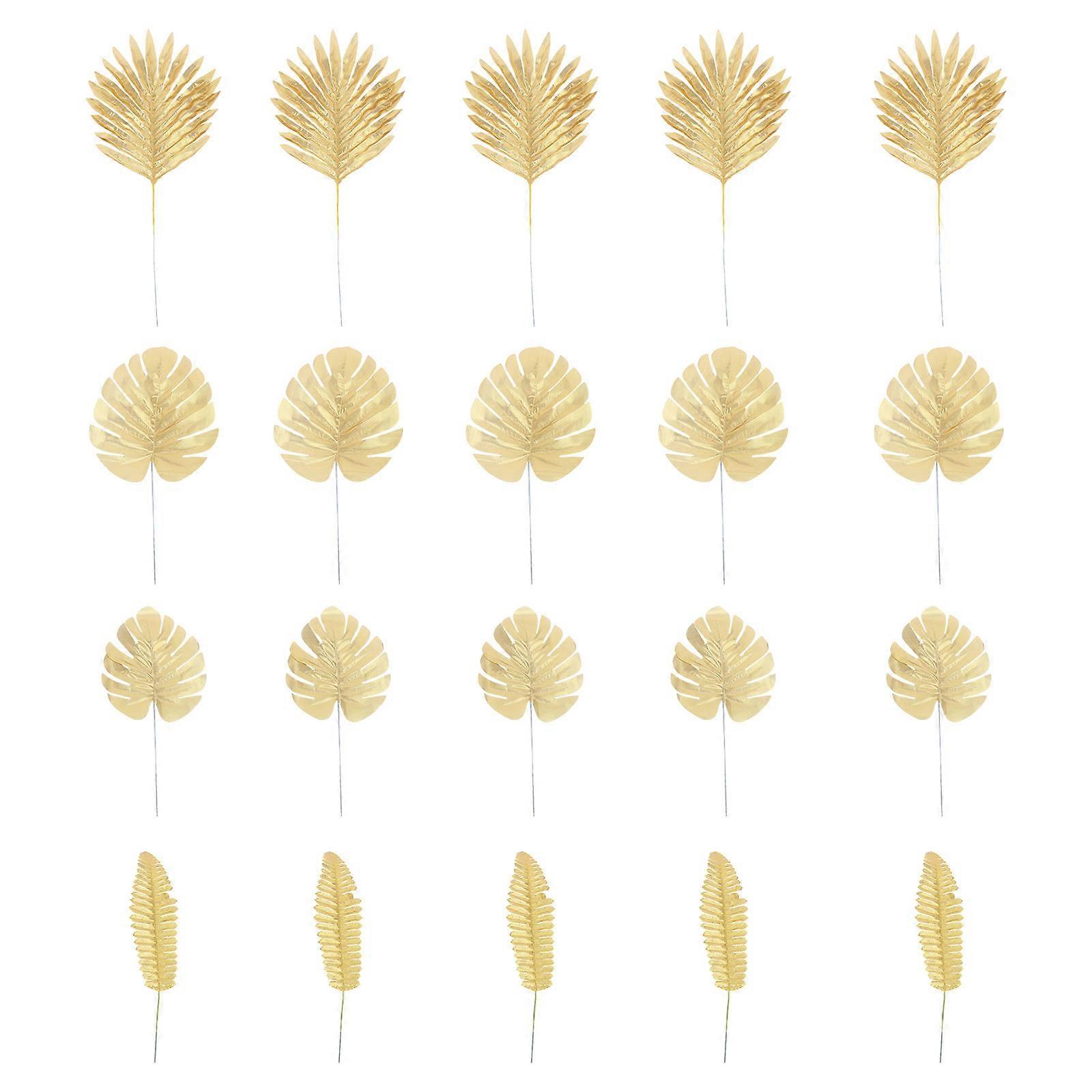 Simulation Leaves Picks Plastic Artificial Decoration for Wedding 20Pcs Golden