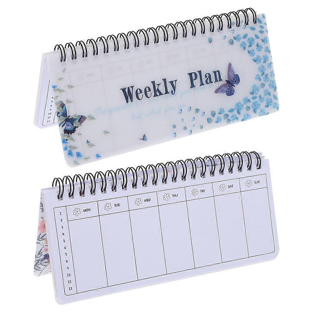 Tearable Weekly Planner Notebook 2Pcs Coil Flip Notepad for Organized Weekly Tasks
