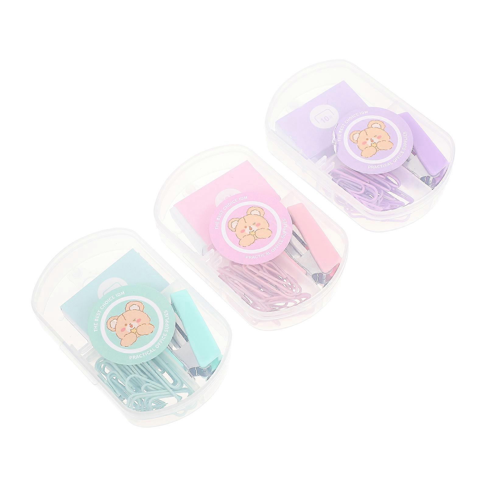 Stapler Office Stapler Clips Set for Document Binding 3Sets Kit Plastic