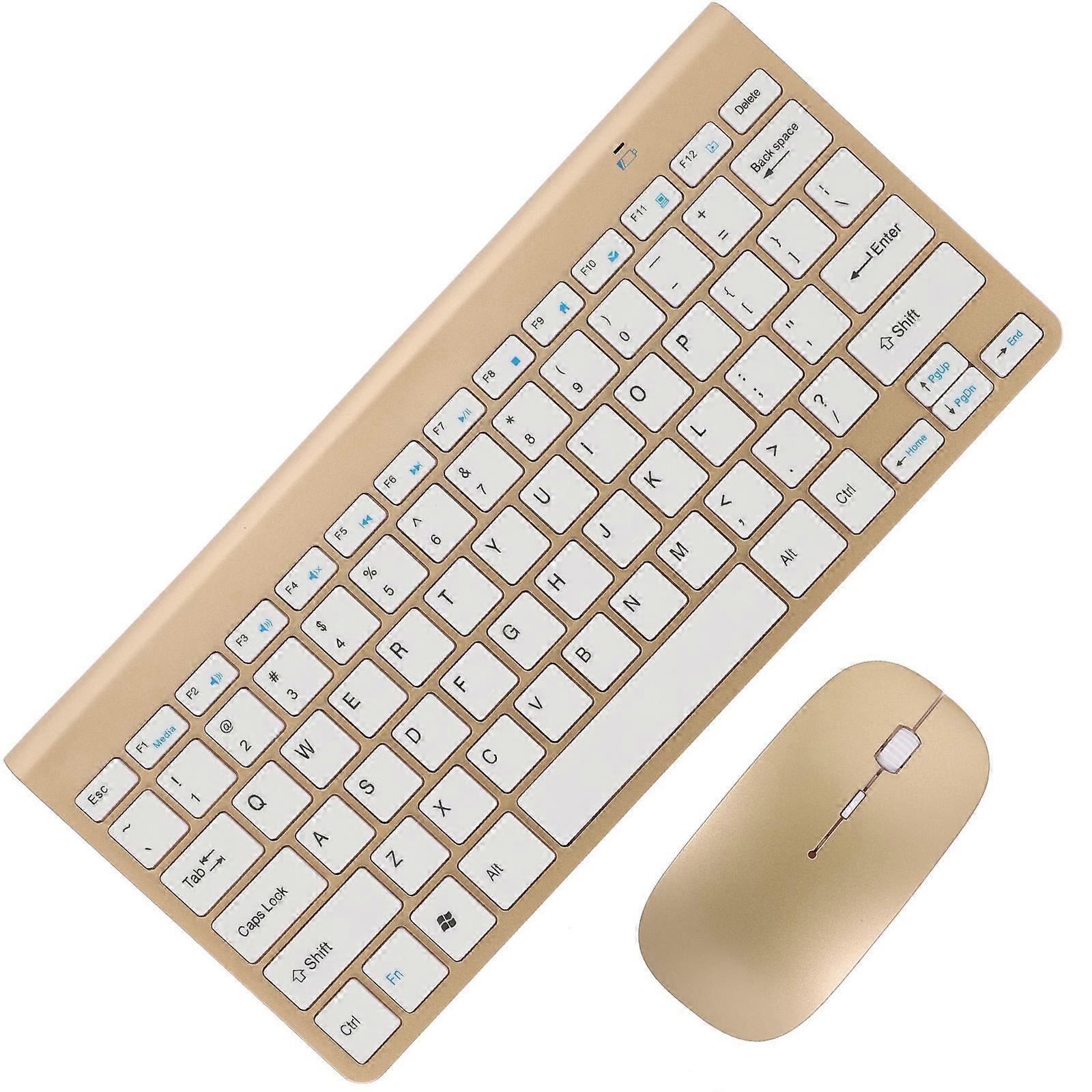 Wireless Keyboard Mouse Combo for Multimedia 1Set Golden ABS Design