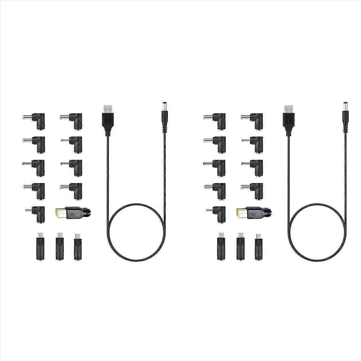 USB To DC Power Cable with 13 Interchangeable Plug Connectors Adapter