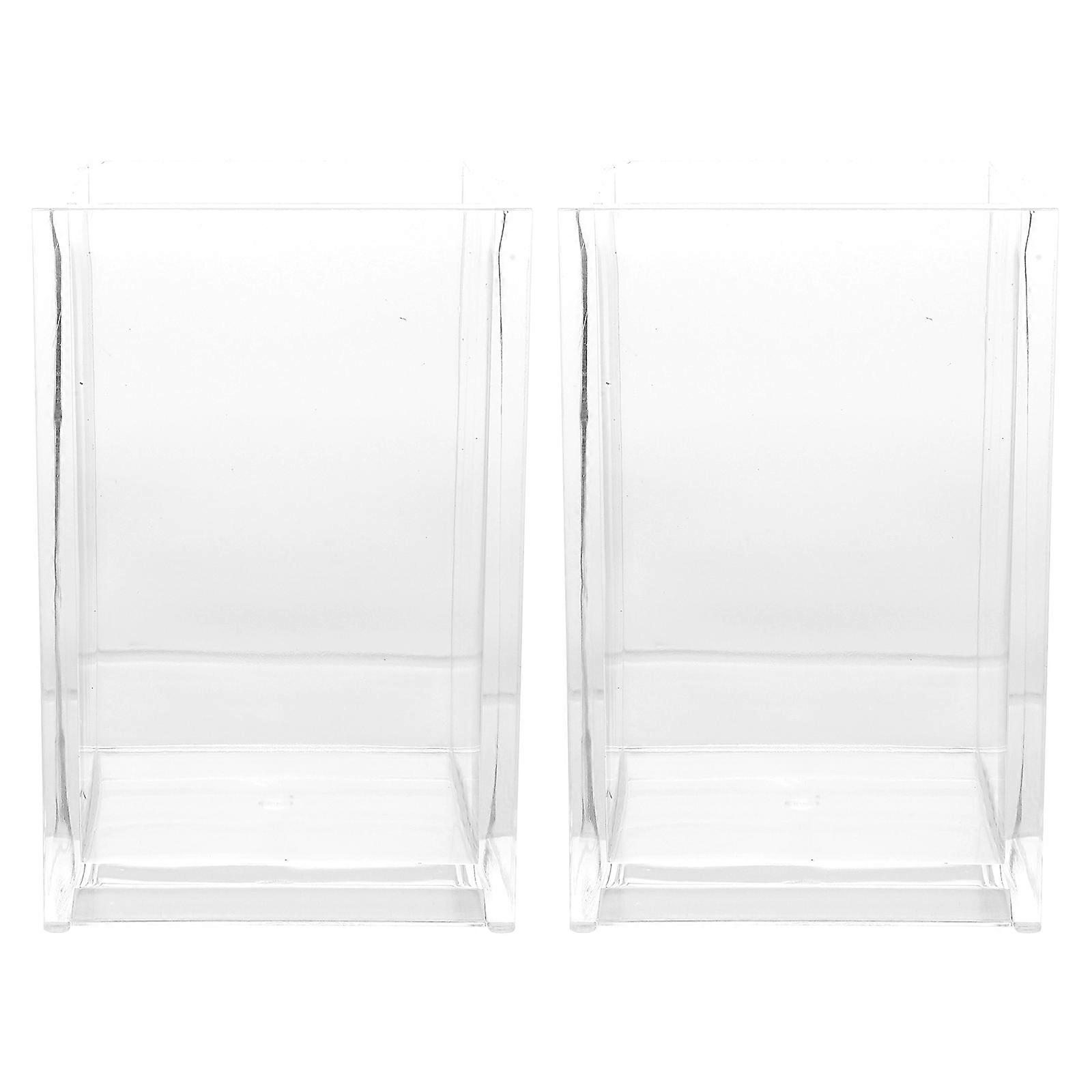 Pen Holder Acrylic Transparent Desktop Storage Organizer for Storage 2Pcs