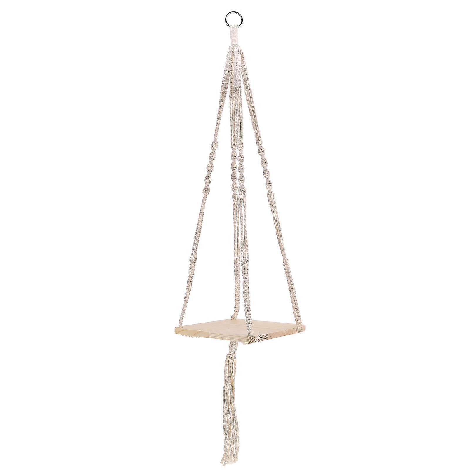 Decorative Flower Pot Hanger Macrame Shelf for Storage Use 2Pcs Set