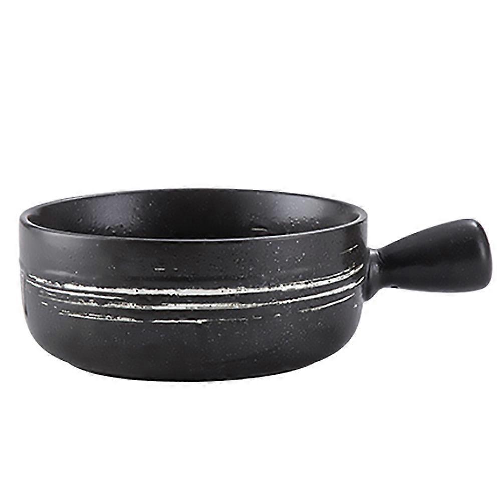 Ceramic Baking Bowl Black for Kitchen Use 1Pcs Practical Milk Pot with Handle