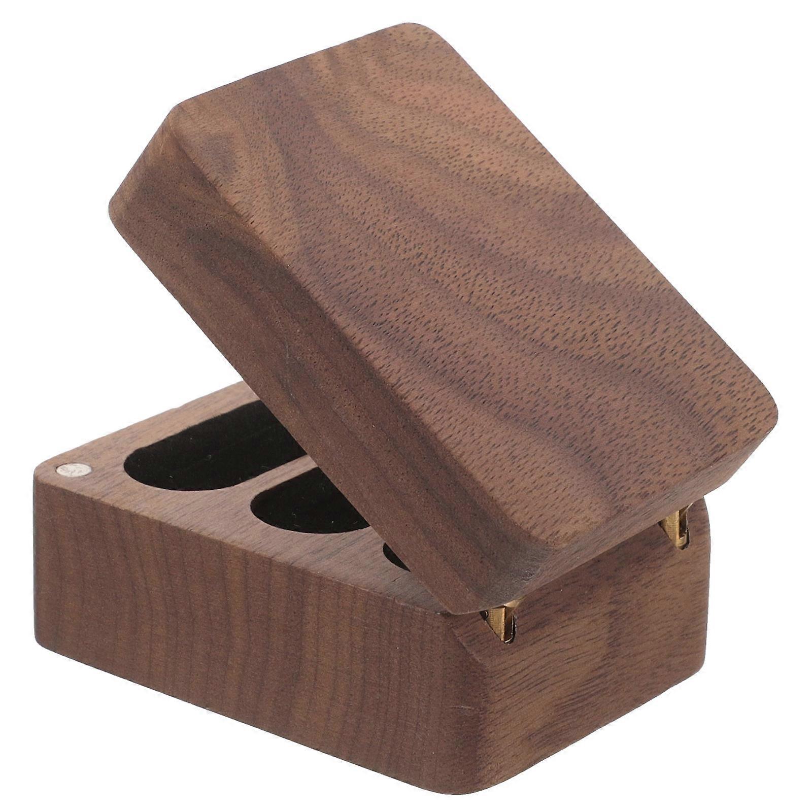 Brown Wooden Ring Box for Storage Practical Wedding Ring Holder Case
