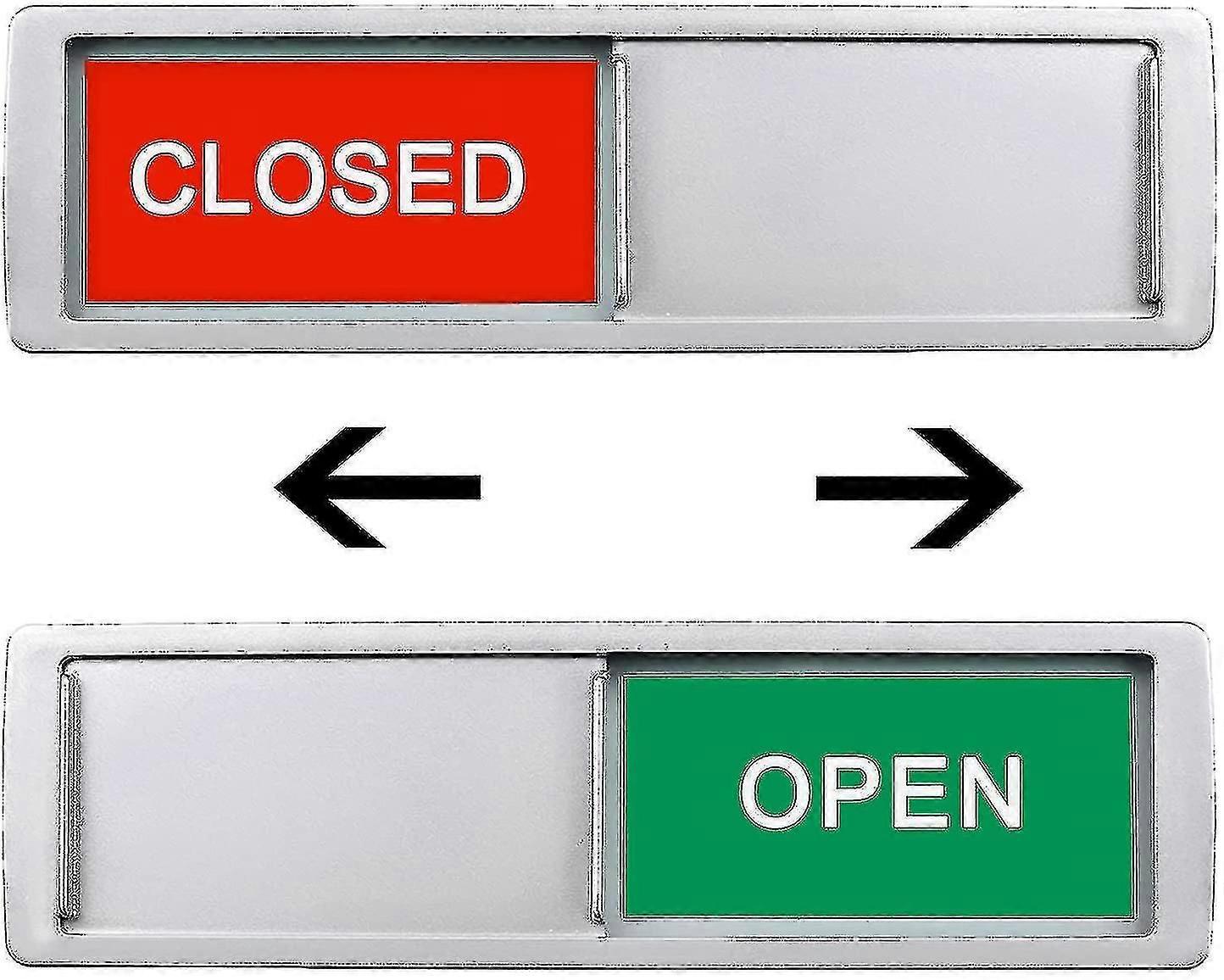 Open Closed Sign Slide Door Indicator Silver