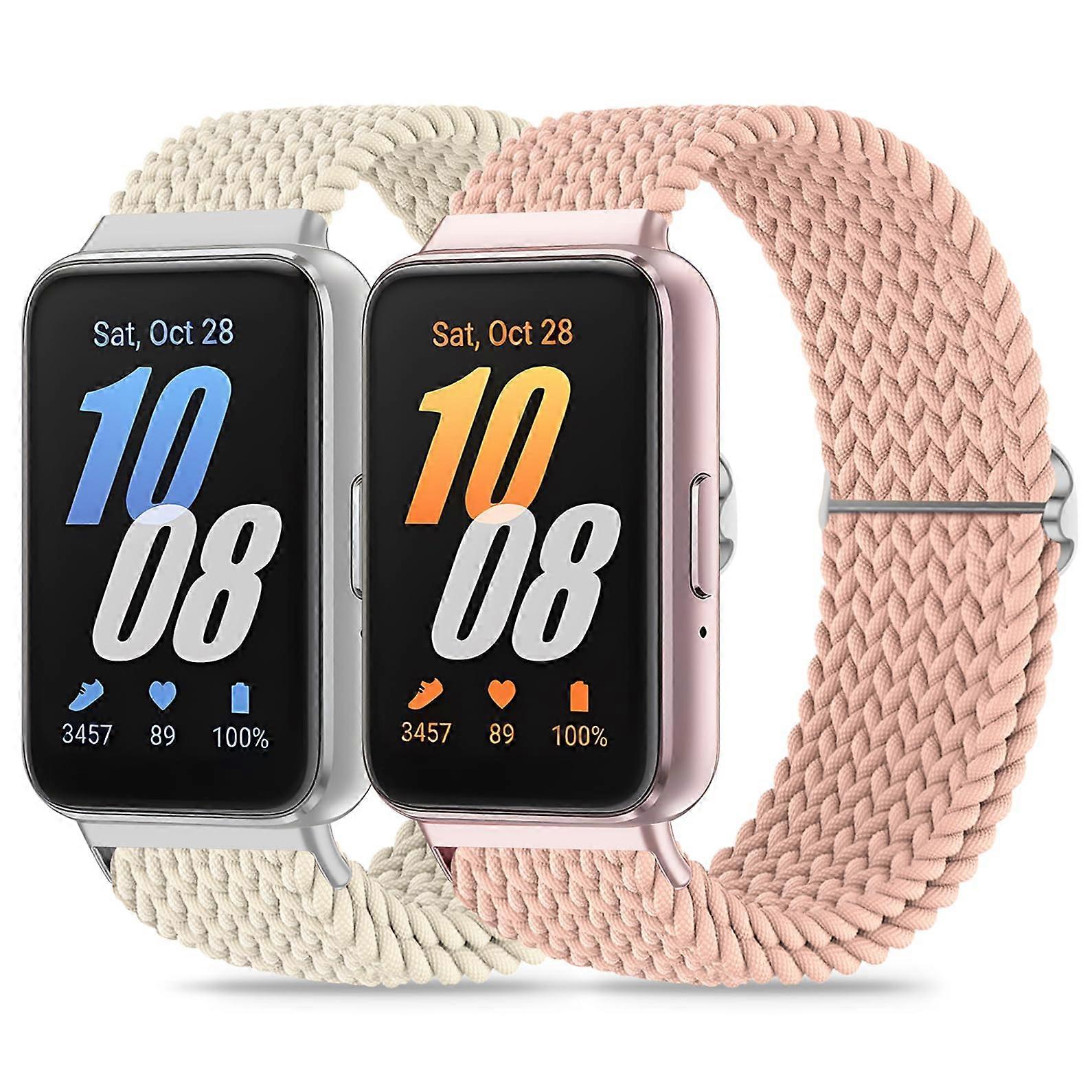 2 Pack Braided Nylon Elastic Solo Loop Strap for Samsung Galaxy Fit 3