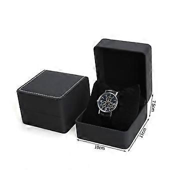 PU Leather Watch Box with Pillow Round Corners Wristwatch Display Case Organizer for Women Men Watch Jewelry Bracelet Storage Box
