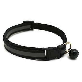 Reflective Nylon Dog Collar Adjustable Night Safety Pet Collar for Small Dogs and Cats Black