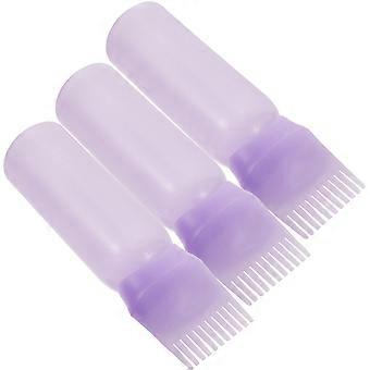 Root Comb Applicator Bottle Hair Color Bottle Applicator 3Pcs Plastic Violet