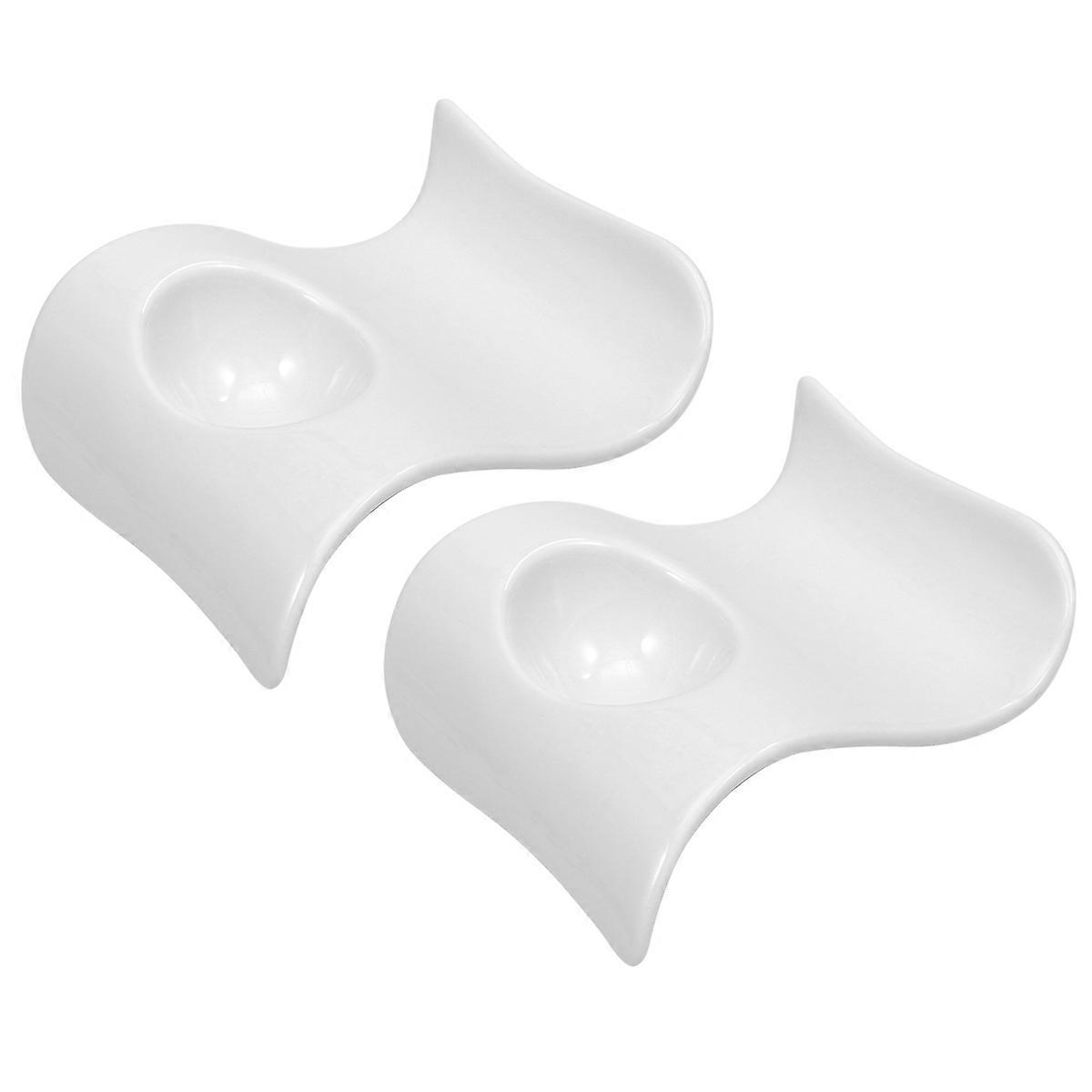 Wave Type Ceramic Egg Cup Holder for Egg Storage 2Pcs White Set
