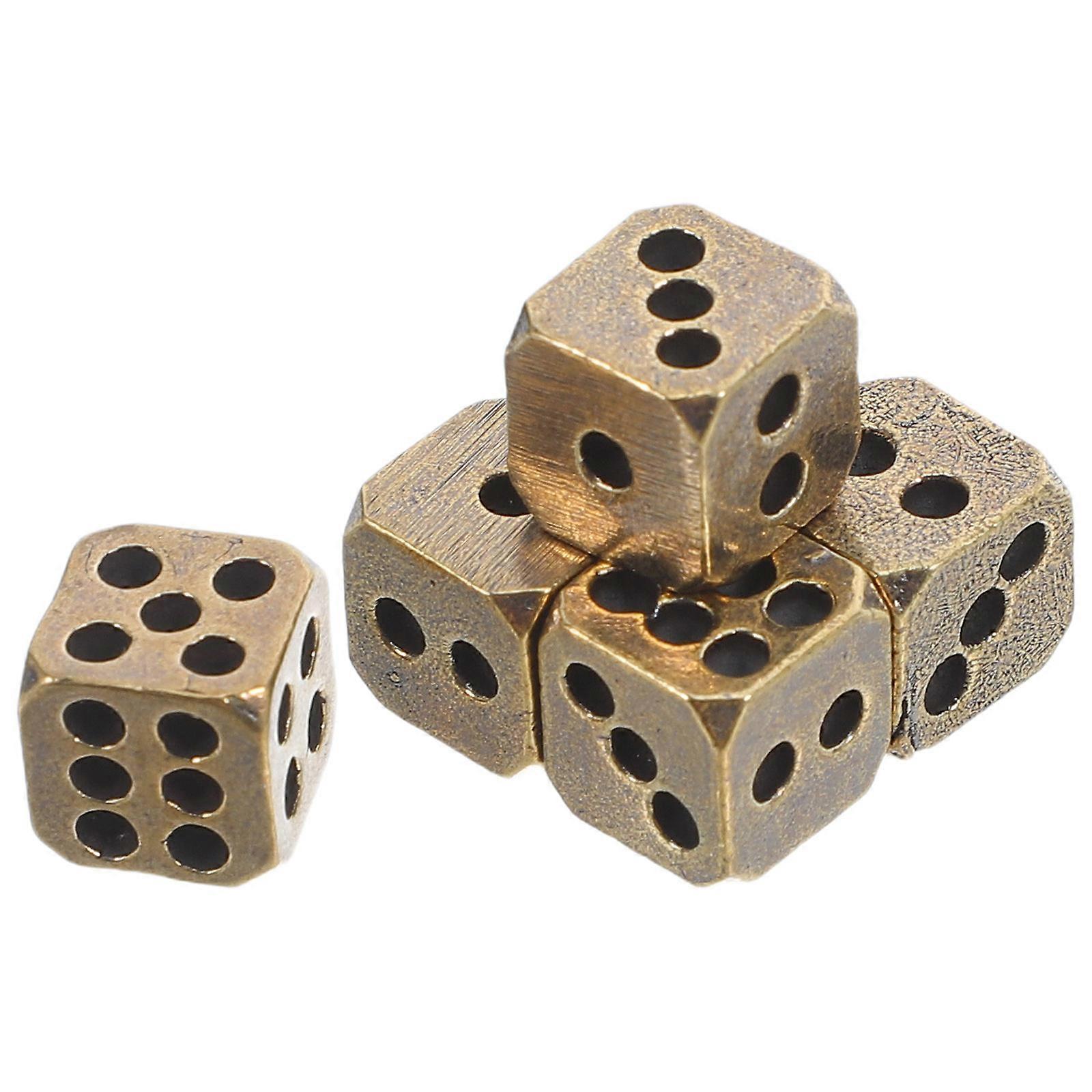 6pcs Game Playing Dice Props Solid Brass Dices Exquisite Small Dice Props