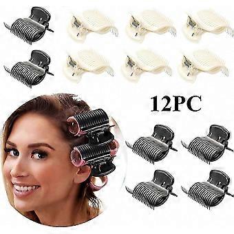 12pcs Hot Roller Clips Hair Curler Claw Clips Replacement Roller Clips (Black and White)