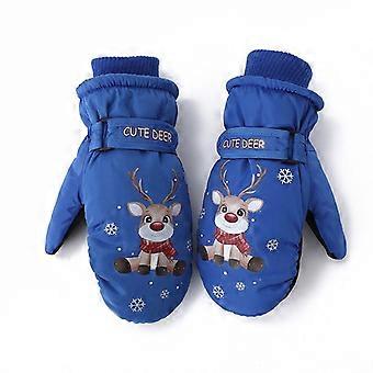 Inverno Crianças Plush Thickened Cartoon Luvas (azul Royal) Código S