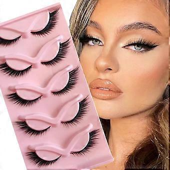 5 Pairs Cat Eye Fox Eye Imitation Mink False Eyelashes Sexy Lashes Extension Makeup_Lucky_B
