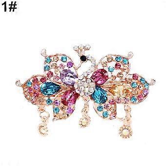 Presilhas de cabelo com strass de cristal, flor e borboleta, estilo francês, vintage, para a primavera, joias para cabelos finos de noiva, para mulheres e meninas.