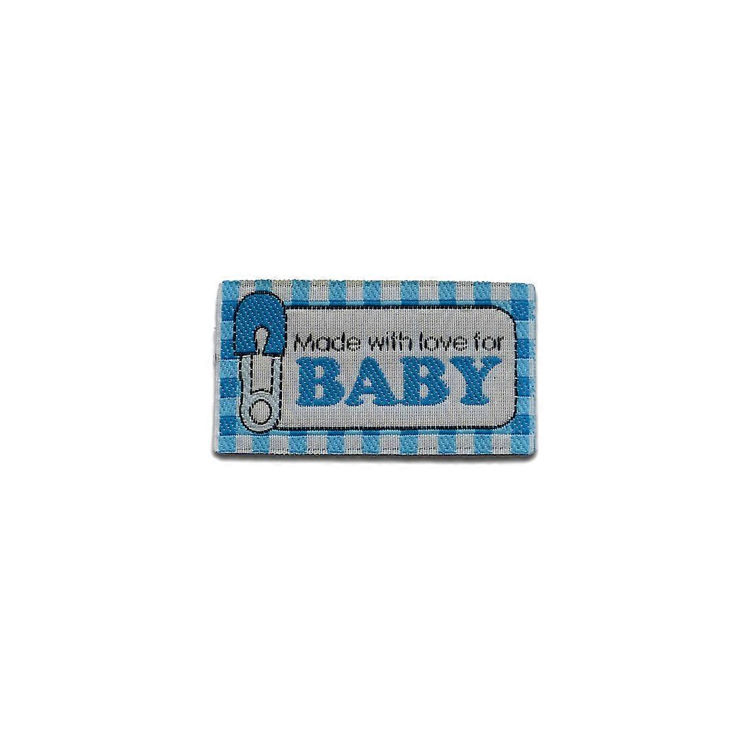 Patch - Feito com amor para o bebê - azul - 4,8x2,6cm - Patch
