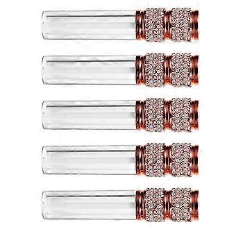 5Pcs Lipstick Bottle with Rhinestone for Storage Durable Golden ABS Material