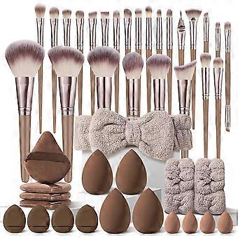 44-piece Brown Makeup Brush Set, Professional Makeup Tool Kit, Multi-functional Makeup Tool Set, includes face makeup accessories, foundation brush s