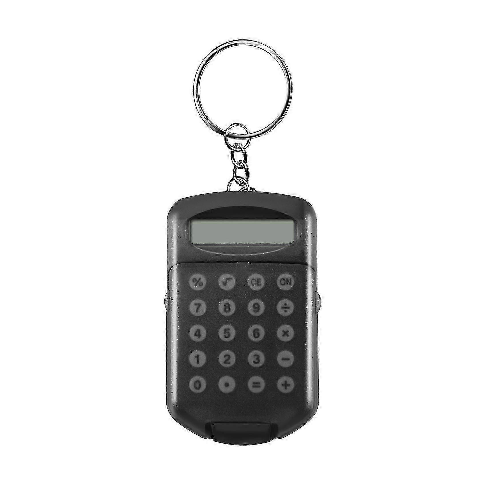 Gray Plastic Casing 8 Digits Electronic Mini Calculator w Keychain