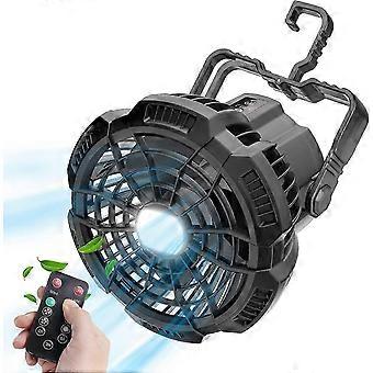 Camping Fans For Tents 5200mah Camping Light With Fan 3 In 1 Camping Fan With Light Remote Control Hook For Indoor Camping Emergency Situations Black1