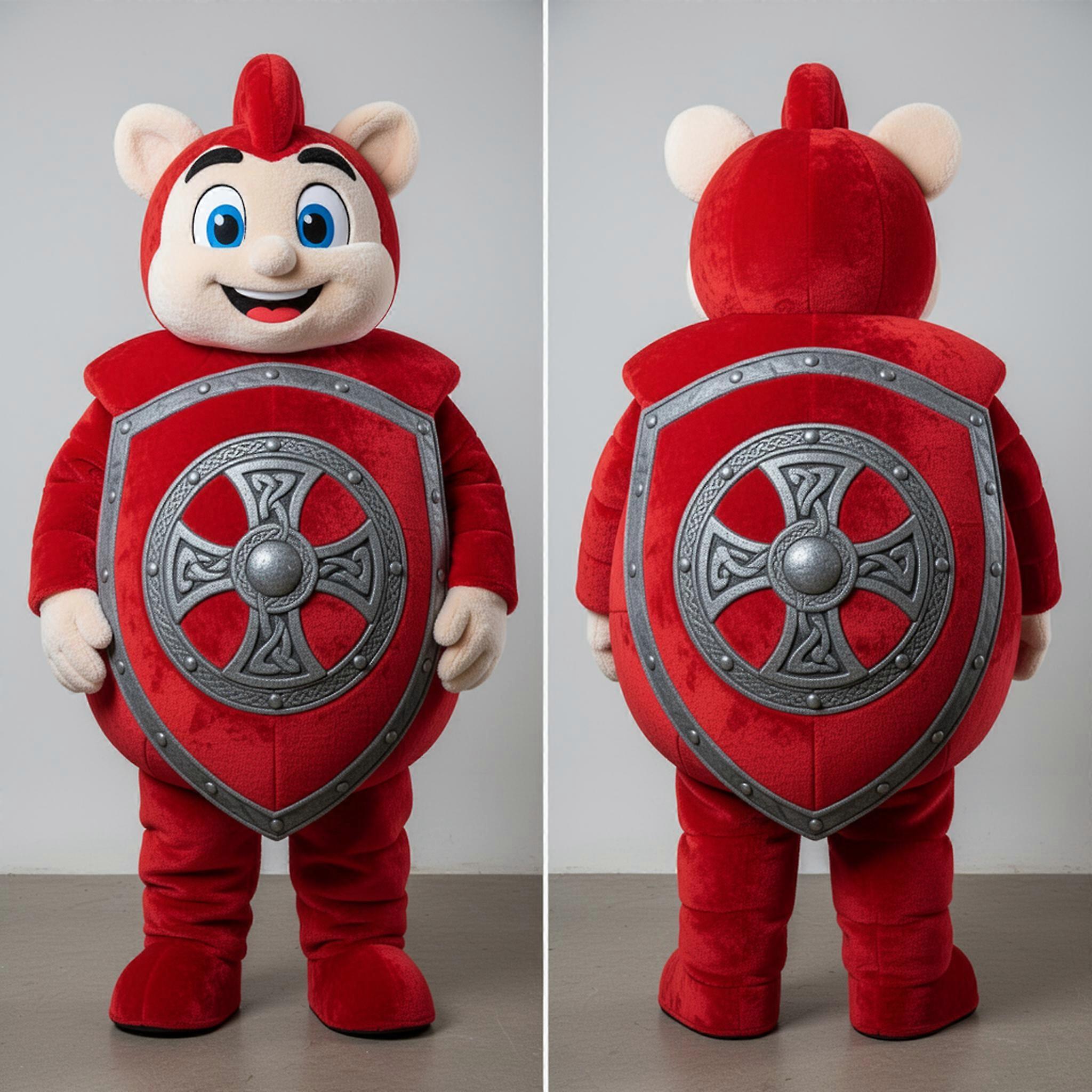 MASTICOT Crimson Quilted Celtic Shield Mascot
