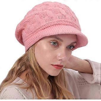Gorro de punto para mujer, gorro con visera, gorro tipo boina, gorro de esquí cálido para invierno CJT