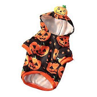 Halloween pompoen hondenhoodie – herfsttrui met capuchon – voor kleine en middelgrote honden en katten