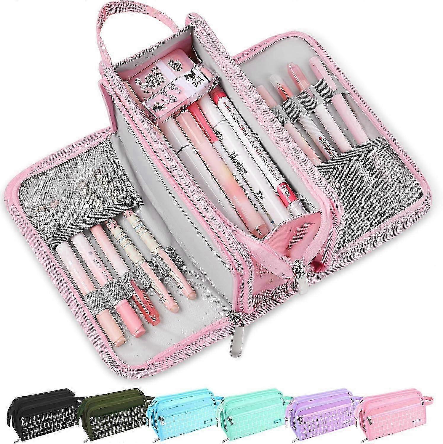 Large Canvas Pencil Case With 3 Compartments