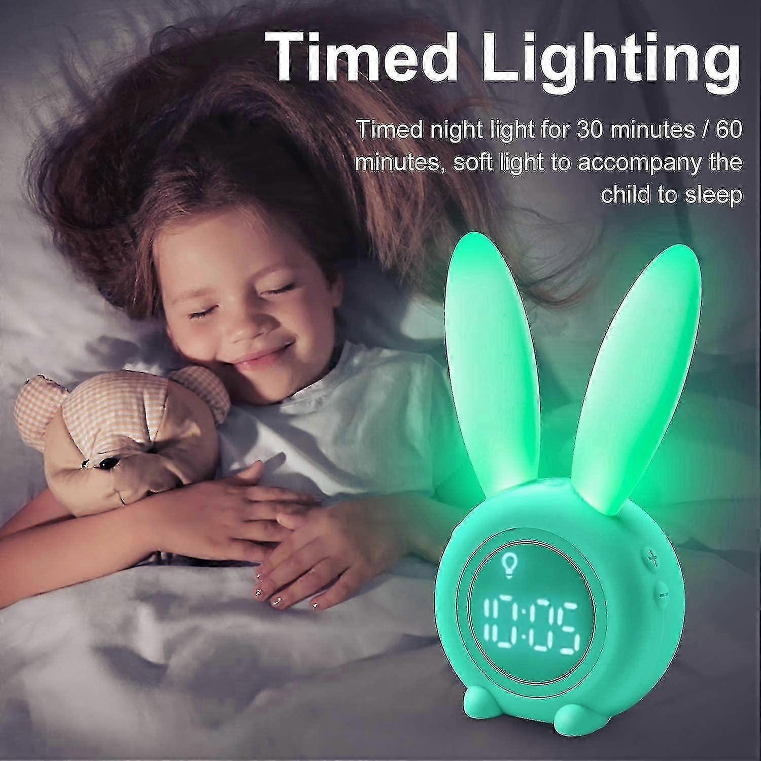 Cute Rabbit-Shaped Induction Alarm Clock with Automatic Breathing Light Adjustment