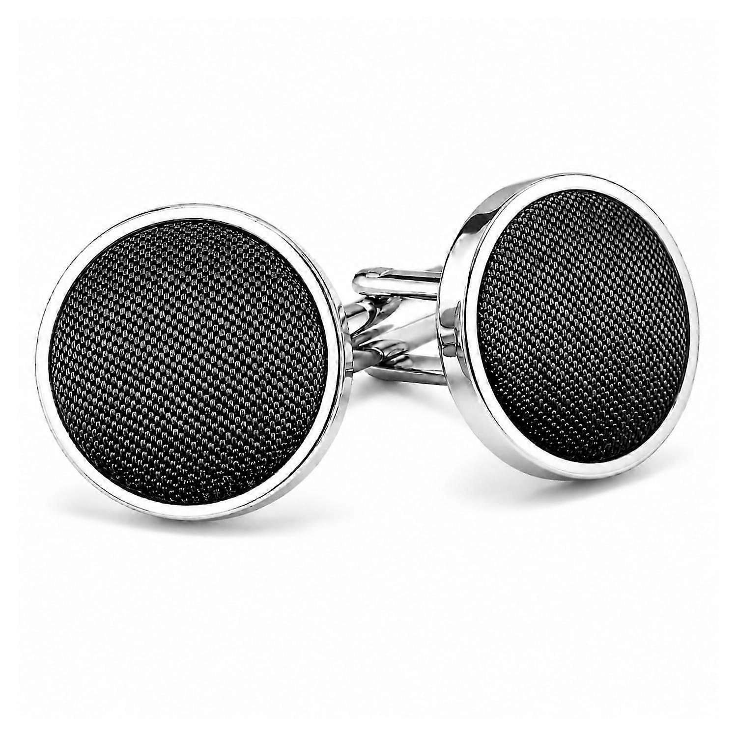 Black Plain Shantung abotoaduras