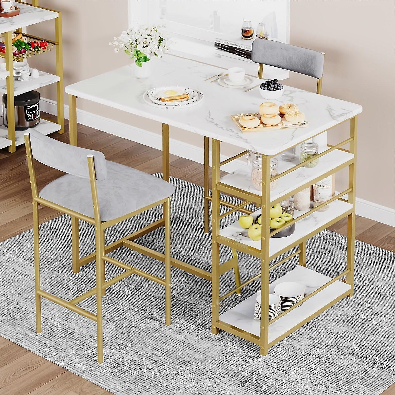 Barset Golden Marble - Bistrotafel Set - Eettafel Compact