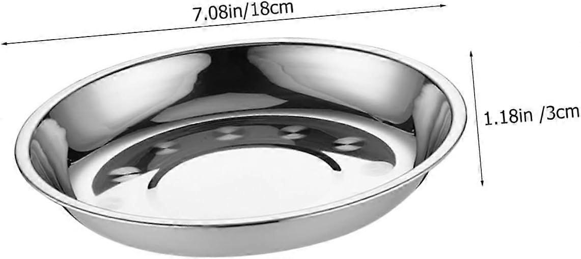 8pcs Stainless Steel Round Serving Plates, 17cm Silver Dinnerware