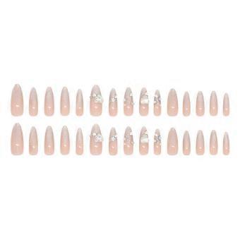 30PCS Long Nude Cat Eye Fake Nails
